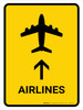 Airlines With Up Arrow Yellow Portrait - Wall Sign