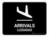 Arrivals Black Bilingual Spanish Landscape - Wall Sign