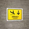 Arrivals With Down Arrow Yellow Bilingual Spanish Landscape - Wall Sign Arrivals With Down Arrow Yellow Bilingual Spanish Landscape - Wall Sign