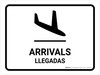 Arrivals White Bilingual Landscape - Wall Sign