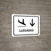 Arrivals With Down Arrow White Landscape - Wall Sign