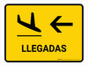 Arrivals With Left Arrow Yellow Landscape - Wall Sign