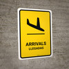 Arrivals Yellow Bilingual Spanish Portrait - Wall Sign Arrivals Yellow Bilingual Spanish Portrait - Wall Sign