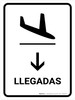 Arrivals With Down Arrow White Portrait - Wall Sign