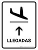 Arrivals With Up Arrow White Portrait - Wall Sign