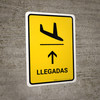 Arrivals With Up Arrow Yellow Portrait - Wall Sign