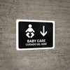 Baby Care With Down Arrow Black Bilingual Landscape - Wall Sign
