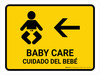 Baby Care With Left Arrow Yellow Bilingual Spanish Landscape - Wall Sign