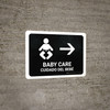 Baby Care With Right Arrow Black Bilingual Spanish Landscape - Wall Sign