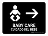 Baby Care With Right Arrow Black Bilingual Spanish Landscape - Wall Sign