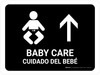 Baby Care With Up Arrow Black Bilingual Spanish Landscape - Wall Sign