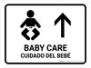 Baby Care With Up Arrow White Bilingual Spanish Landscape - Wall Sign