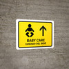 Baby Care With Up Arrow Yellow Bilingual Spanish Landscape - Wall Sign