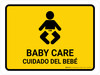 Baby Care Yellow Bilingual Spanish Landscape - Wall Sign