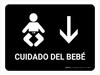 Baby Care With Down Arrow Black Landscape - Wall Sign