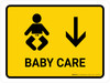 Baby Care With Down Arrow Yellow Landscape - Wall Sign Baby Care With Down Arrow Yellow Landscape - Wall Sign