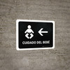 Baby Care With Left Arrow Black Landscape - Wall Sign