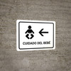 Baby Care With Left Arrow White Landscape - Wall Sign