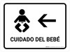 Baby Care With Left Arrow White Landscape - Wall Sign