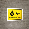 Baby Care With Left Arrow Yellow Landscape - Wall Sign
