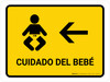 Baby Care With Left Arrow Yellow Landscape - Wall Sign