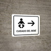 Baby Care With Right Arrow White Landscape - Wall Sign