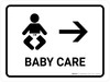 Baby Care With Right Arrow White Landscape - Wall Sign