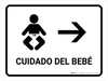Baby Care With Right Arrow White Landscape - Wall Sign