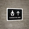 Baby Care With Up Arrow Black Landscape - Wall Sign