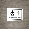 Baby Care With Up Arrow White Landscape - Wall Sign