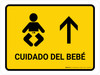Baby Care With Up Arrow Yellow Landscape - Wall Sign