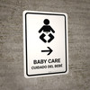 Baby Care With Right Arrow White Bilingual Spanish Portrait - Wall Sign