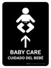 Baby Care With Up Arrow Black Bilingual Spanish Portrait - Wall Sign