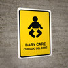 Baby Care Yellow Bilingual Spanish Portrait - Wall Sign
