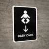 Baby Care With Down Arrow Black Portrait - Wall Sign