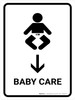 Baby Care With Down Arrow White Portrait - Wall Sign