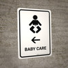 Baby Care With Left Arrow White Portrait - Wall Sign