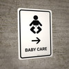 Baby Care With Right Arrow White Portrait - Wall Sign