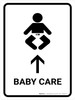 Baby Care With Up Arrow White Portrait - Wall Sign Baby Care With Up Arrow White Portrait - Wall Sign