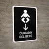 Baby Care With Down Arrow Black Spanish Portrait - Wall Sign
