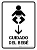 Baby Care With Down Arrow White Spanish Portrait - Wall Sign