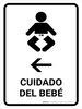 Baby Care With Left Arrow White Spanish Portrait - Wall Sign Baby Care With Left Arrow White Spanish Portrait - Wall Sign