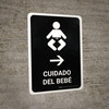 Baby Care With Right Arrow Black Spanish Portrait - Wall Sign