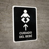 Baby Care With Up Arrow Black Spanish Portrait - Wall Sign