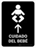 Baby Care With Up Arrow Black Spanish Portrait - Wall Sign