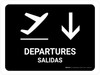 Departure With Down Arrow Black Bilingual Spanish Landscape - Wall Sign