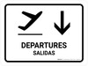 Departure With Down Arrow White Bilingual Landscape - Wall Sign