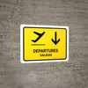 Departure With Down Arrow Yellow Bilingual Spanish Landscape - Wall Sign Departure With Down Arrow Yellow Bilingual Spanish Landscape - Wall Sign