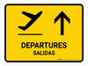Departure With Up Arrow Yellow Bilingual Spanish Landscape - Wall Sign Departure With Up Arrow Yellow Bilingual Spanish Landscape - Wall Sign