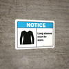 Notice: Long Sleeves Must Be Worn ANSI - Wall Sign